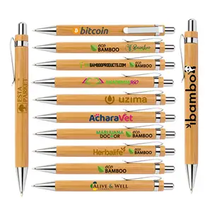 china made promotional products-eco friendly bamboo wood ballpoint pen-custom logo laser engraved logo pen