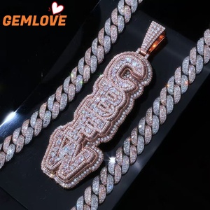 Ice Out <b>D</b>-F VVS letter Hiphop Natural Diamond Pendant Full Pave lab Created Diamond Jewelry Accessories Set for Gifts - Product Image 2