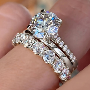 Elegante Set di Tre Anelli con Zirconi per Donne, Gioielli alla Moda per Matrimoni e Feste - Product Image 5