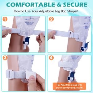 White Anti-Slip <strong>Catheter</strong> Leg Bag Strap 40cm <strong>Silicone</strong> Elasticity Grip Adjustable Hook-and-Loop Thigh Placement Extended Fit - Product Image 5