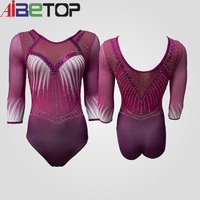 Justaucorps de gymnastique sans manches rose compétition justaucorps de gymnastique sans manches filles vêtements de danse d'entraînement