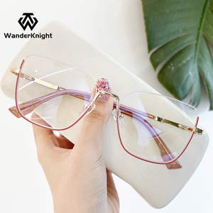 Gafas de Moda 2025, Gafas de Metal con Logotipo Personalizado de Lujo, Montura Óptica Semimontura, Gafas con Bloqueo de Luz Azul, Monturas Ópticas - Product Image 1