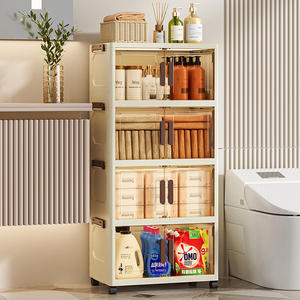 Armoire en <span class=keywords><strong>plastique</strong></span> empilable avec porte coulissante transparente et <span class=keywords><strong>roulettes</strong></span> pour usage domestique, armoire <span class=keywords><strong>de</strong></span> <span class=keywords><strong>rangement</strong></span> en <span class=keywords><strong>plastique</strong></span> - Product Image 3
