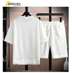 All'ingrosso pantaloncini sportivi estivi da <span class=keywords><strong>uomo</strong></span> vestito <span class=keywords><strong>abbigliamento</strong></span> <span class=keywords><strong>Casual</strong></span> di moda coreana con tessitura a maglia a maniche corte magliette e jogging set - Product Image 2