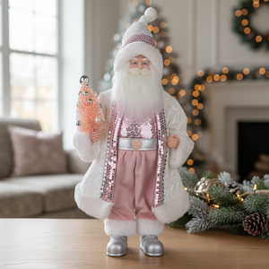 Statue du Père Noël, poupée nordique du Père Noël, décoration élégante en tissu pour la maison, style français, figurine de Noël, ornement de table pour les fêtes - Product Image 1