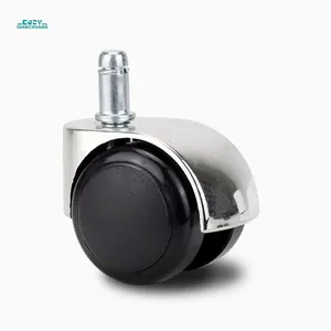2 inch plug-in PVC with brake black casters product display rack casters smooth universal wheels