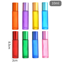 Flacons à bille en verre mat coloré 5ml 10ml, rechargeables, pour parfum, huiles essentielles, échantillons cosmétiques