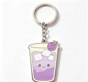Purple Milk Tea Cup Metal Key Chain <b>Anime</b> Style Keyring Custom Souvenir Gift - Product Image 4