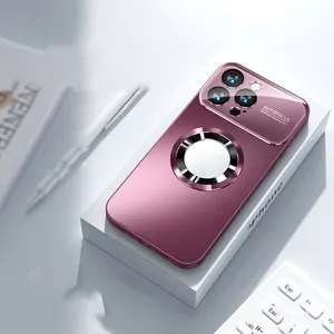 Estuche de vidrio AG con enfoque automático Estuche mate de lente de cámara de vista grande con cubierta de teléfono magnética para iPhone 14 pro Max
