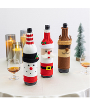 Housse de bouteille de vin tricotée de Noël, motif Père Noël, Bonhomme de neige, Renne, pour bouteille de champagne, décoration de table de Noël pour hôtel et fête