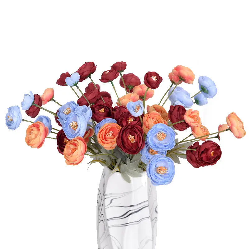Simulated Tea Plum Family Hotel Indoor Wedding Decoration Fake Flower Rose Manufacturer Wholesale