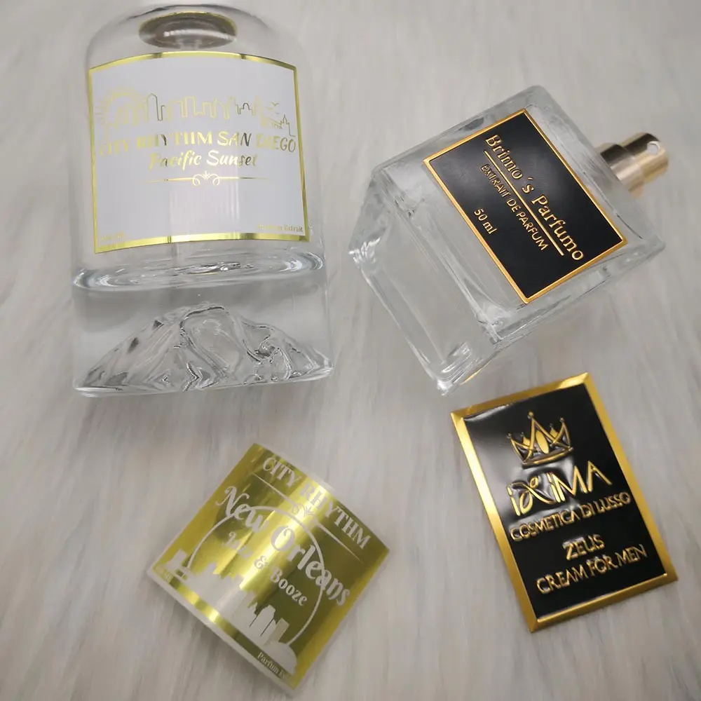 Custom luxury candles private label logo perfume packaging metal labels waterproof strong adhesive aluminum sticker