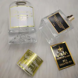 Lilin Mewah Kustom Label Pribadi Logo Kemasan Parfum Label Logam Stiker Aluminium Perekat Kuat Tahan Air