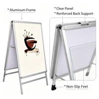 Bingkai Poster Aluminium Berdiri, Dua Sisi, Cepat Pasang, Dapat Dipindahkan untuk Papan Nama Toko, Koridor, dan Signage