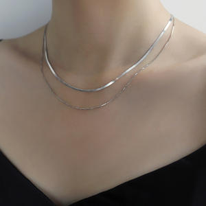 مجوهرات راقية من الفضة الإسترلينية ، سلسلة عظام الثعبان مزدوجة الطبقات ، قلادة نسائية متعددة الاستخدامات ، قلادة فضة ، مجوهرات بالجملة - Product Image 1