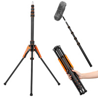K&F Concept Stativo per Illuminazione Fotografica in Fibra di Carbonio, Portatile e Pieghevole, 2,0m/6,6ft, Regolabile per Illuminazione da Studio