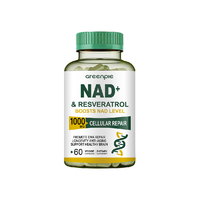 Capsules Greenpie NAD+ Resvératrol 1000mg Capsules végétales Complément alimentaire pour le cerveau OEM Étiquette privée