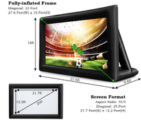 Fabrika 20ft açık şişme PVC projektör sinema ekran 4K HDR 3D hızlı kurulum taşınabilir açık hava parti ekran