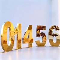 Décorations de fête de qualité garantie directement de l'usine, lettres et chiffres en acrylique miroir doré pour la décoration