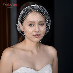 YouLaPan VA08 फैक्टरी प्रत्यक्ष बिक्री पिंजरा घूंघट परत सफेद काले शुद्ध हेडबैंड महिला शादी भोज मोती चेहरा घूंघट - Product Image 5