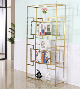 Hot Sales Gold Stainless Steel <strong>Bookshelf</strong> Bookcase Storage Rack Display <strong>Stands</strong> Bookshelves Wall Modern - Product Image 6