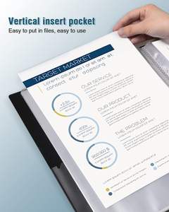 Porte-documents avec pochettes en plastique 9"x12" noir, pour l'affichage d'œuvres d'art, 30 pochettes, capacité de 60 pages - Product Image 4