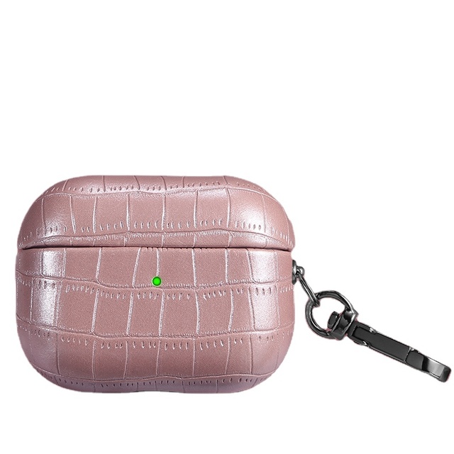 Zenos Waterproof Handmade Protective Case for AirPods Pro 2-Crocodile Pattern PU Leather Full Coverage Earphone Case