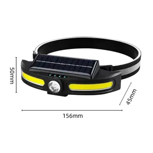 Lampe frontale rechargeable à énergie <span class=keywords><strong>solaire</strong></span>, étanche, batterie au lithium intégrée, IP44, double source lumineuse, USB, camping, extérieur - Product Image 6