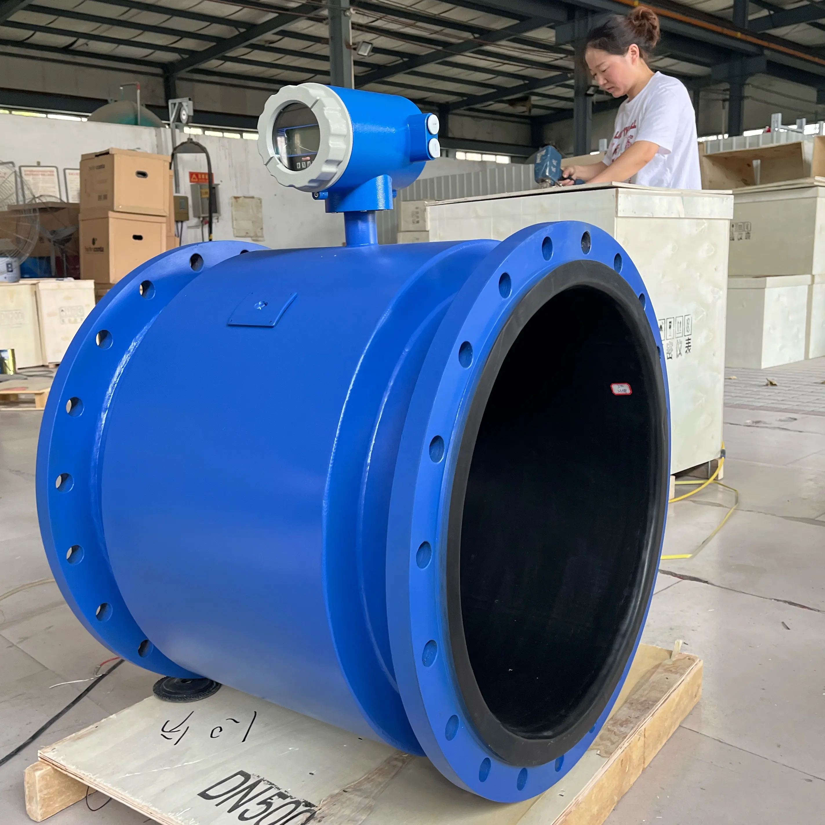 Hot Selling RS485 Modbus Flowmeter Vertical 24 Inch Large Bore Irrigation Water Flange Connected DN600 Electromagnetic Flowmeter