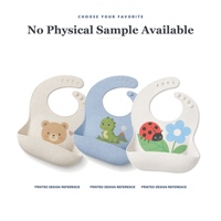 Bavoirs en silicone pour bébé sans BPA, confortables, doux, faciles à ajuster, fermeture à bouton, imperméables, motifs imprimés, vente chaude