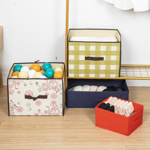 Clothing Organizer Storage Box Rectangle Lattice Pattern Non-Woven Fabric Eco-Friendly Underwear Storage <b>Bin</b> 18L Capacity - Product Image 3