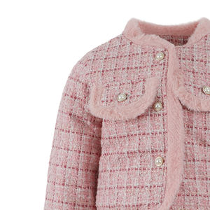 À la mode Champagne Enfants <span class=keywords><strong>Jupe</strong></span> Courte Ensemble Brodé Maille Filles <span class=keywords><strong>Velours</strong></span> Deux Pièces Tweed Costume - Product Image 3