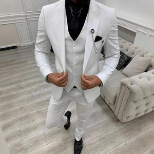 Ensemble de costumes pour hommes formels 3 pièces avec veste à revers en pointe, gilet, pantalon, élégant pour les occasions professionnelles, les soirées, les mariages - Product Image 1