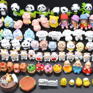 Escultura de resina fofa 3D para presente de presente, modelo de arte em miniatura de porco, panda, pato, dinossauro, frango, animal, jardim de fadas, modelo de arte em miniatura