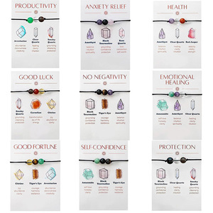 बेस्टोन डेन्टी ट्रेंडी सोने की बनी रस्सी क्रिस्टल कंगन जन्मदिन उपहार कार्ड ब्रैसलेट प्राकृतिक जैड पत्थर बेडेड ब्रेसलेट - Product Image 2