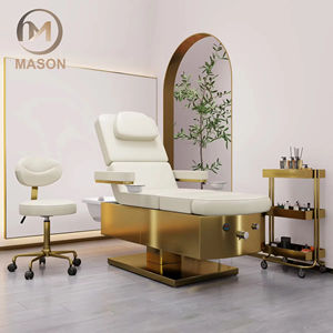 Lit de lavage de cheveux de luxe moderne en cuir hydraulique, station spa électrique réglable, avec cuvette en céramique portable, pour services de coiffure et de pédicure - Product Image 2