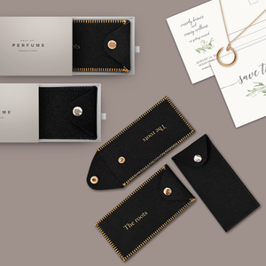 Bán buôn túi đồng hồ với logo, Chất lượng cao nhung da lộn Flap với nút đồng hồ lưu trữ túi đồ trang sức đóng gói túi với logo - Product Image 1