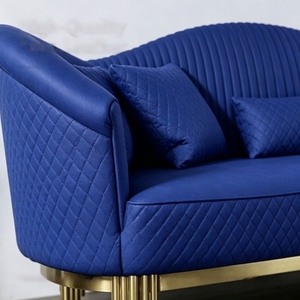 Juego de Sofás de Piel Sintética de Diseño Contemporáneo en Dos Tonos Beige y Naranja, con Reposabrazos Acolchados, Estructura Dorada, Impermeable y Ecológico - Product Image 3