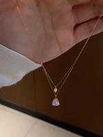 Collier de clavicule en argent 925, design de niche pour femme, chaîne de pull double couche avec zircon en forme de goutte d'eau