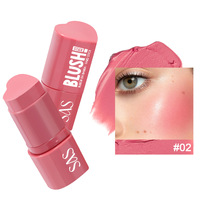 3-in-1 Blush Stick Perona Pipi & Lipstik Tahan Lama Tahan Air Blush Stick Tidak Luntur Pigmen Alami Melembapkan Matte Riasan Praktis