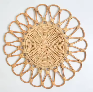 Hot Trend Handmade Eco-Friendly Natural <b>Woven</b> Rattan Round <b>Placemat</b> Boho Decor Custom Diameter GREENCRAFT Enhancing Your Dining - Product Image 2