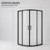 Porte coulissante de douche noire incurvée, étanche, en verre gris avec cadre en aluminium, pour coin de salle de bain, sur mesure, vente en gros