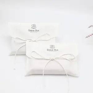 Wholesale Cotton Twill Makeup Envelope Gift Bag With Tie White Custom Cotton Cosmetic Packaging Envelope Pouch