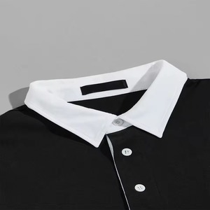 Polo de manga larga para hombre, con bloques de color, tejido, corte regular, diseño informal a rayas, patrón en blanco y negro. - Product Image 4