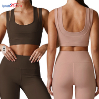 Soutien-gorge de sport personnalisé double couche, design dos en U, maintien élevé, double bretelle, tissu doux pour le yoga et le fitness