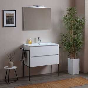 Mobile da bagno sospeso da 80 cm con lavabo, specchio e portasciugamani laterale BELIZE - Product Image 1