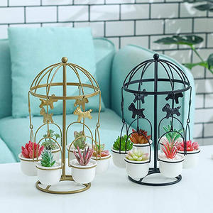 Nuevo Soporte Giratorio para Plantas con 6 Macetas de Cerámica para Suculentas, <span class=keywords><strong>Maceta</strong></span> Decorativa para Escritorio, <span class=keywords><strong>Maceta</strong></span> Colgante para Plantas, Cactus, Bonsái - Product Image 3