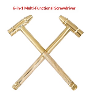 Juego de Destornilladores y Martillo Mini 6 en 1, Herramienta Manual Desmontable de Cobre Dorado para Proyectos de Bricolaje, Venta al Por Mayor - Product Image 2