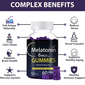 Wholesale OEM ODM Best-selling <strong>Melatonin</strong> Capsule Natural Support Sleep Supplement Sleeping Vegan <strong>Melatonin</strong> <strong>Gummies</strong> - Product Image 2