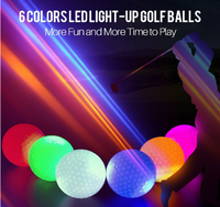 Balle de golf LED deux pièces prête à expédier 6 options de couleurs allument des balles lumineuses pour l'entraînement de nuit et la pratique